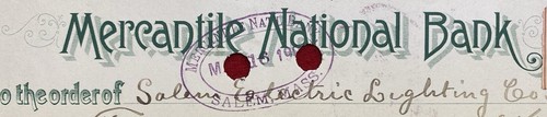 1901 **MERCANTILE NATIONAL BANK** SALEM, MASS BANK CHECK+1989 SCOTT# R164 STAMP! - Picture 3 of 20