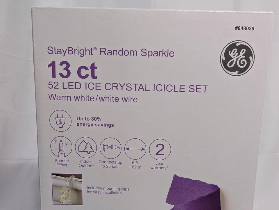 GE Icicle LED StayBright Random Sparkle 52 Ice Crystal Lights 13 Ct Warm White - Image 4 of 4