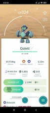 Pokemon Shiny Golett - TRA'DE 1 mill Dust GO - Read Description