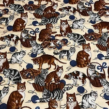 Cats Kittens Playing With Blue Yarn Baskets 42”x33” VIP Cranston Remnant