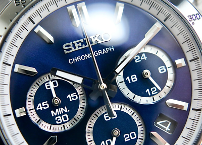 Seiko Spirit SBTR019 Chronograph Blue Dial Leather Band Men's