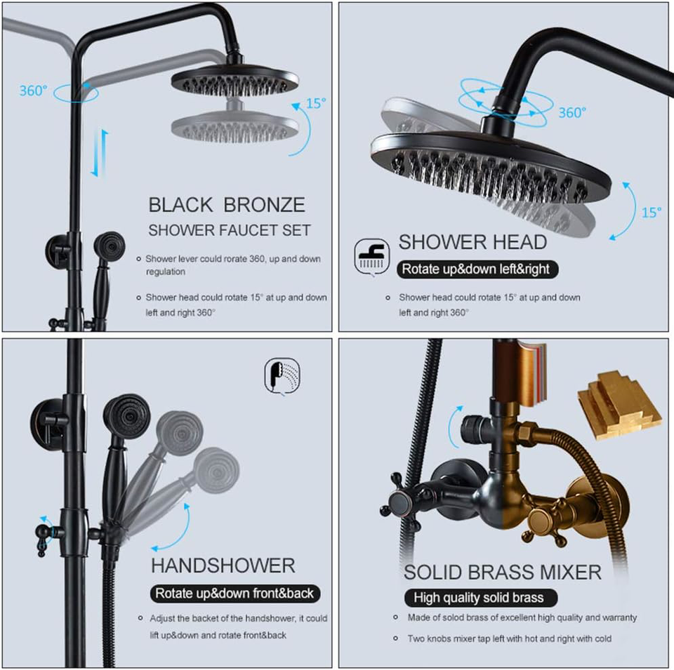 NeierThodore Bathroom Shower Faucet Dual Handles WallMounted Shower