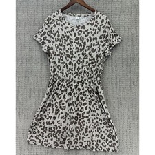 Old Navy Womens Dress Size XL Brown Pullover Short Sleeve Animal Print Elastic W