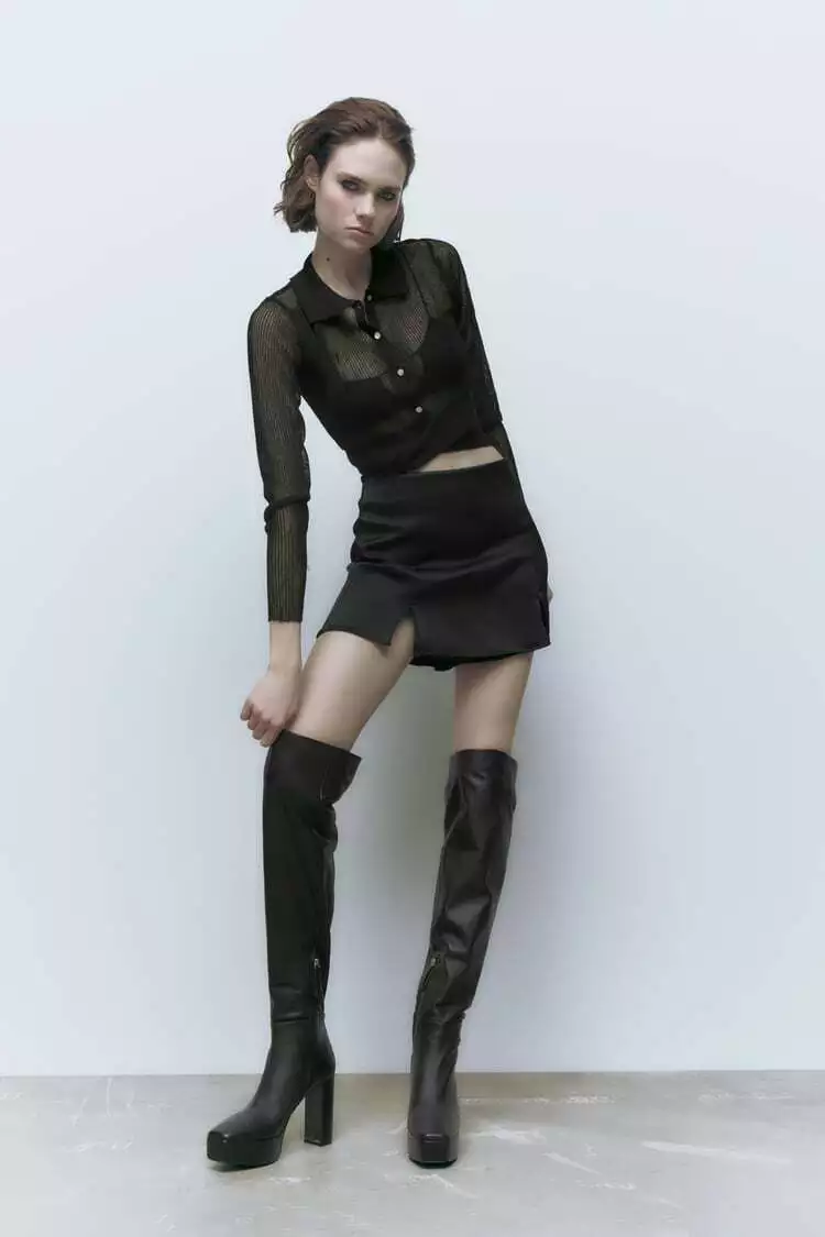Black fitted over the knee sale boots