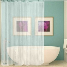 180 180CM Bathroom Transparent Shower Curtains 12 Plastic Hooks Waterproof