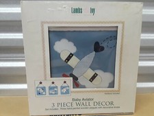 NEW Lambs  Ivy Wall Decor Nursery Baby Aviator Blue Airplanes