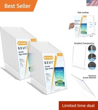 Acrylic Sign Holder 8.5 X 11 inches Slant Back Sign Holder Clear Sign Display...