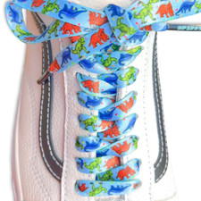 1 Pair Dinosaur Shoelaces Blue FLAT Premium Design Shoelaces for Adult and Child