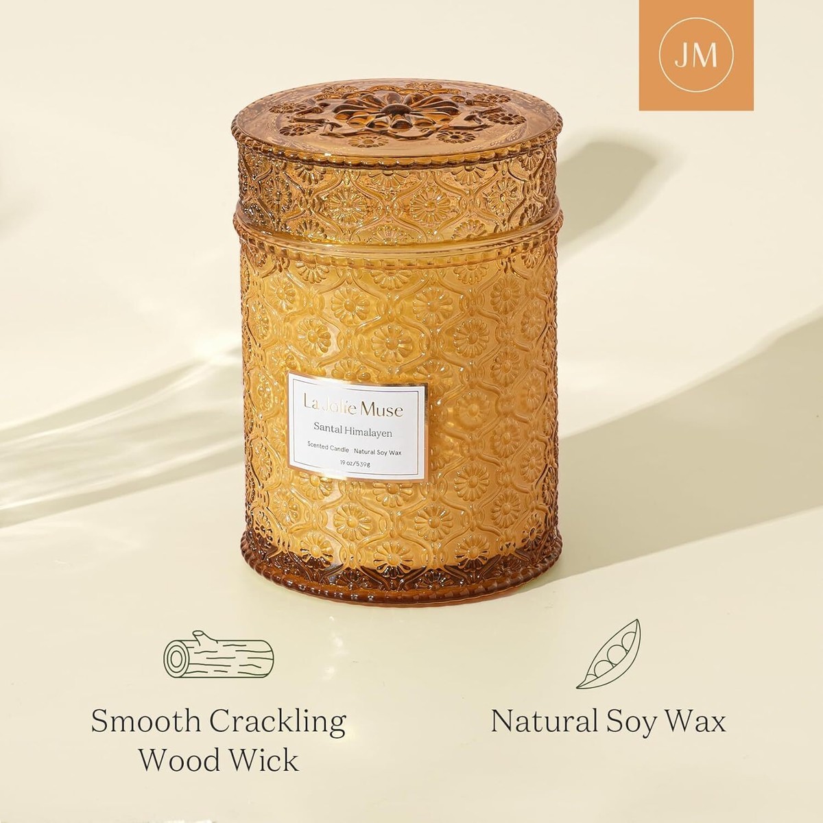 LA JOLIE MUSE Sandalwood Candle, Wood Wicked Large Candle LA JOLIE MUSE Sandalwood Candle, Wood Wicked Large Candle