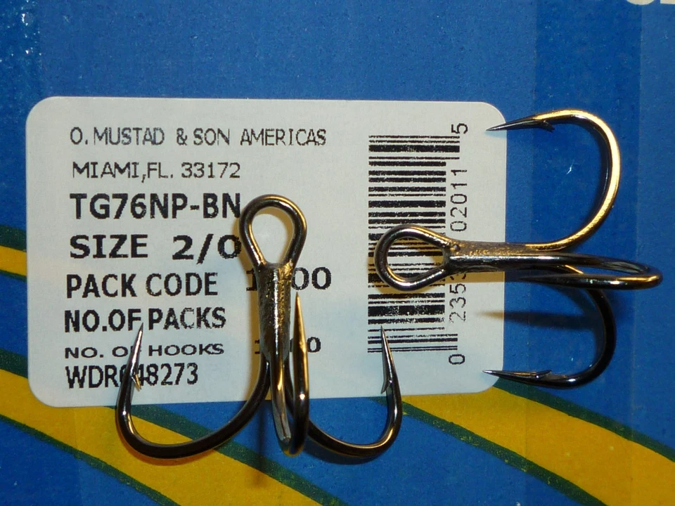 100 Mustad KVD-Elite TG76NP-BN Short-Shank 1X Triple-Grip (Size 2/0) UltraPoint - Image 3 of 4
