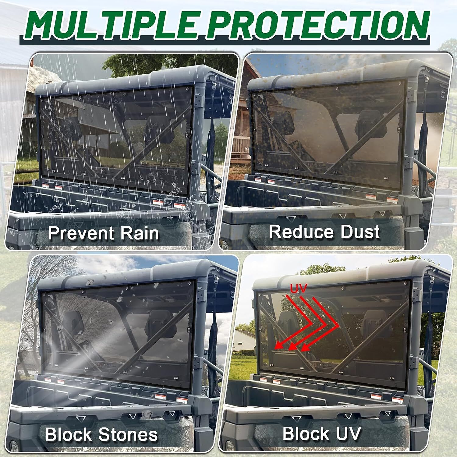 1/4" Light Tinted Rear Windshield For CFMOTO UFORCE 1000 / 1000XL 2019-2024 – MDPROMCP – Polycarbonate