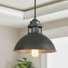 LNC 1-Light Industrial Farmhouse Barn Pendant Light Modern Dark Gray Island Bar