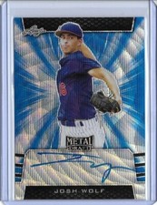 2019 Leaf Metal Draft JOSH WOLF Blue Wave Prismatic Auto RC 1/20 Cleveland