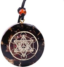 Orgone Metatron Cube Obsidian EMF protection Necklace,Black Obsidian