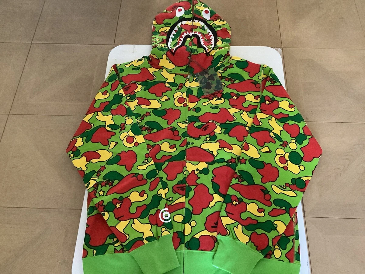 AUTHENTIC A BATHING APE BAPE STA CAMO SHARK FULL ZIP HOODIE MULTI 2XL MENS  NEW | eBay