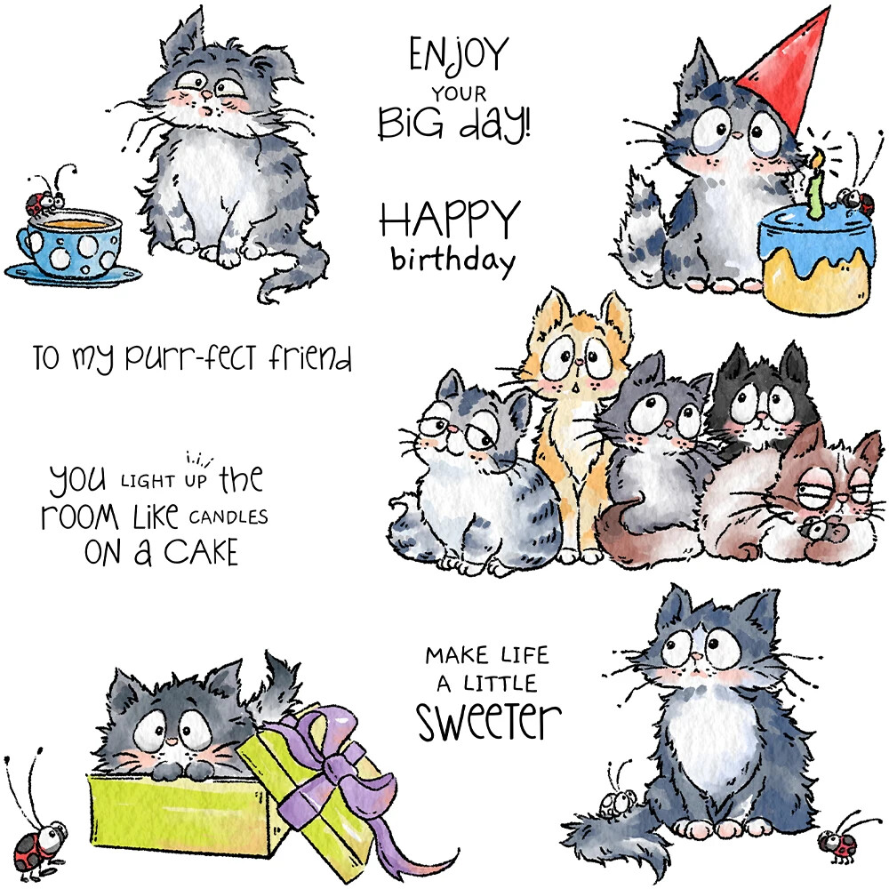 me_san 様　happy birthday ダイカット　【匿名配送】 Happy Birthday Cats Kittens Enjoy Your Big Day Metal Cutting Dies
