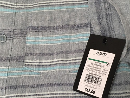 Art Class Boy's S (6/7) Short Sleeve Multi Stripe Collared Button Up Shirt - Picture 4 of 7