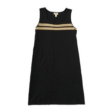 Talbots Womens Size L Black Sheath Striped Knit Sleeveless Dress