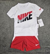 Nike Boys Size 4, Dri-Fit 2-Piece T-Shirt  Shorts Set, Red  White NWT