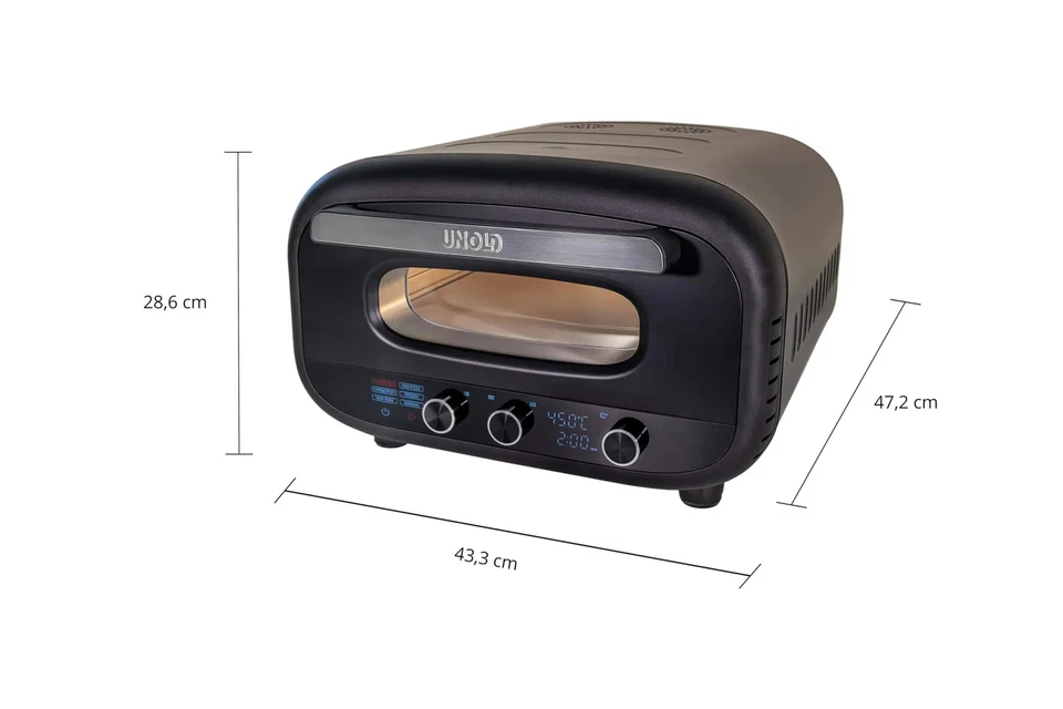 Pizzaofen Unold 68805 Don Alfredo 1700W schwarz, Pizzastein 32x32cm, 450°C - Bild 2 von 4