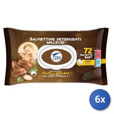 6X Baby Wipes 72 Piuma Lady Argan Oil Made In Italy