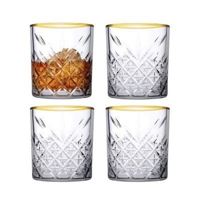 4er Set Whisky Glas Tumbler Timeless im Kristall-Design, Höhe 9,6 cm, 345 ml 