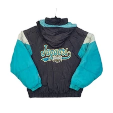 Vintage Jacksonville Jaguars Logo 7 Pull Over Puffer Jacket Prowler S Distressed