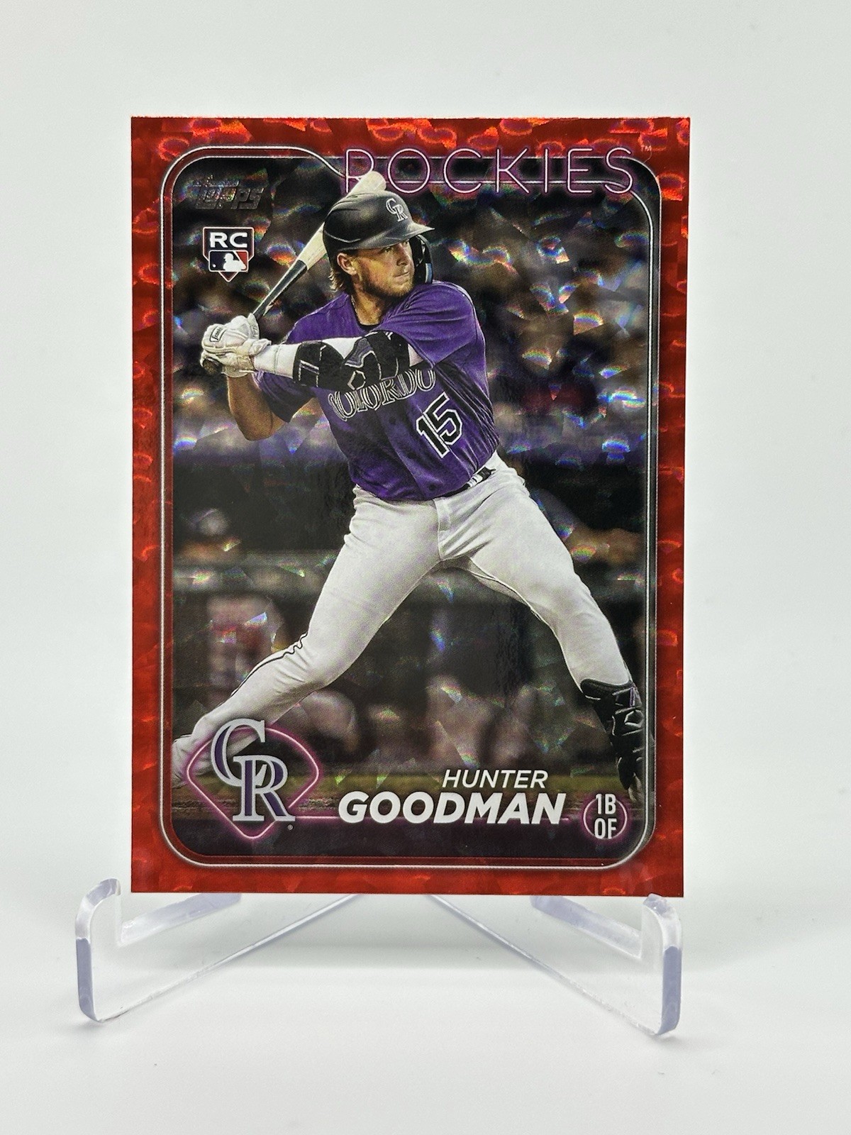 2024 Topps Hunter Goodman Red Crackle Foil /199 #432 RC Colorado Rockies HM3