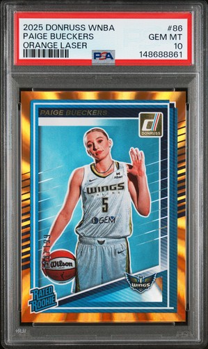 2025 PANINI DONRUSS WNBA ORANGE LASER #86 PAIGE BUECKERS ROOKIE RC /199 PSA 10