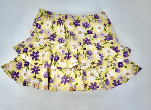 Gymboree Floral Tiered Ruffle Skort Size 6 Yellow With Purple And White Flowers - Picture 2 of 4
