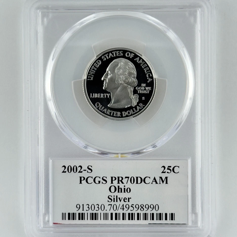 Ohio Silver Quarter PR 70 DCAM PCGS 2002-S Best Top Grade 25c OH State Flag - Image 4 of 4