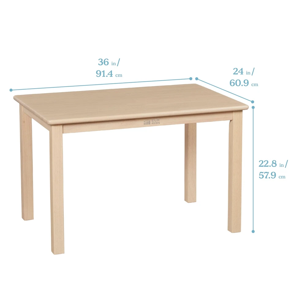 Mesa rectangular de madera dura de 24 pulgadas x 36 pulgadas con patas de 22 pulgadas, muebles para niños, antigua... Foto 2 de 4