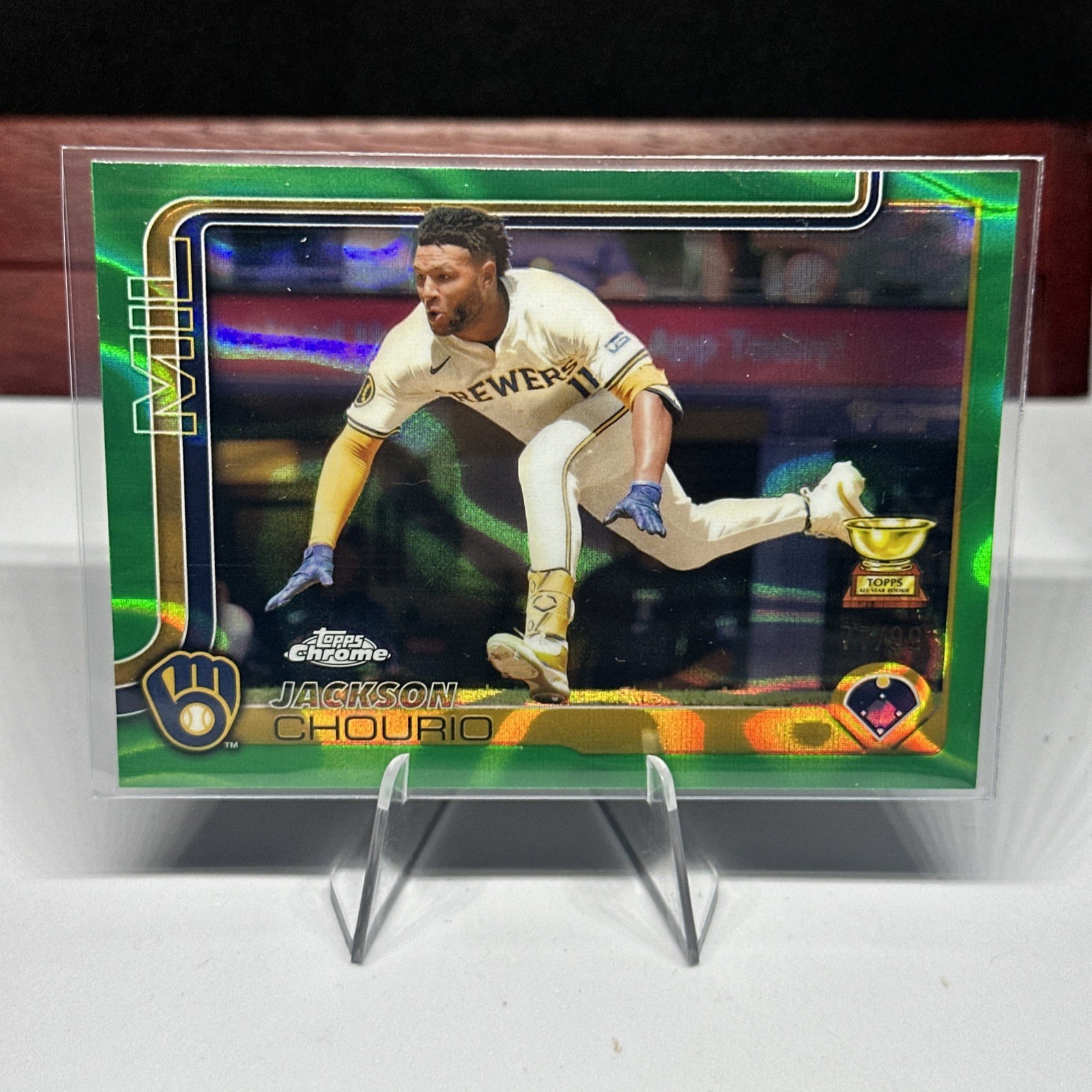 Jackson Chourio - 2025 Topps Chrome - #262 Green Wave 💎/99 (RC)