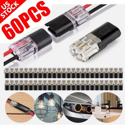 60PCS Double-Wire Plug-in Cable Snap Connector Terminal Block w/ Locking Buckle