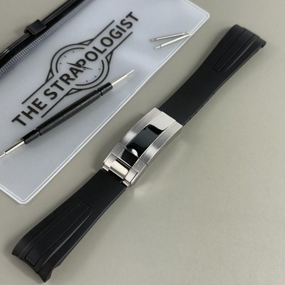 Omega Speedmaster Strap Rubber Two Piece Oysterflex Clasp Black 20mm
