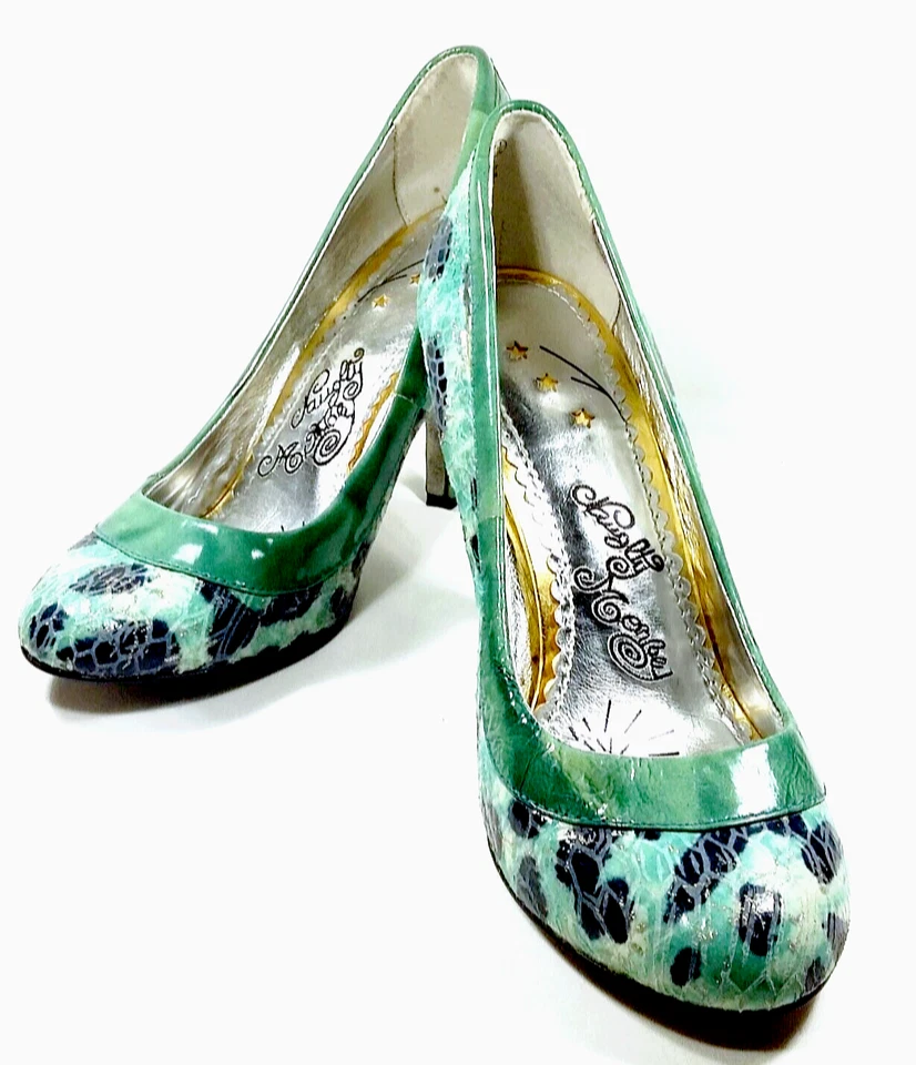 NAUGHTY MONKEY Women Size 7.5 Stiletto Pump Green Abstract Faux Snakeskin - Image 2 of 4