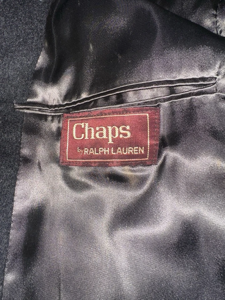 Rare Long Overcoat, Chaps By Ralph Lauren Charcoal Grey, Wool, made in USA - Image 3 of 4
