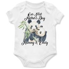 Panda Mothers Day Babygrow Slogan Gift Ideas for Mum 1st Baby