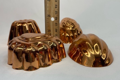 Set Of 4 Small Copper Tin Lined Hanging Molds - Picture 17 of 23