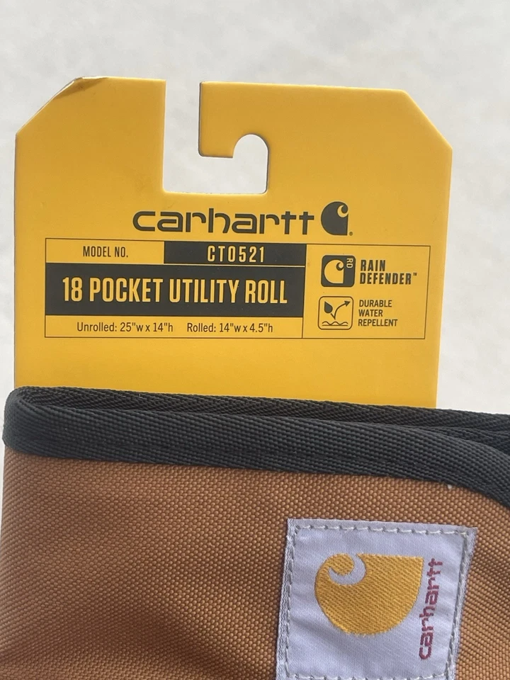Carhartt 18 Tool Pocket Utility Roll Tool Bag Electrician Brown CT0521 New - Image 2 of 4