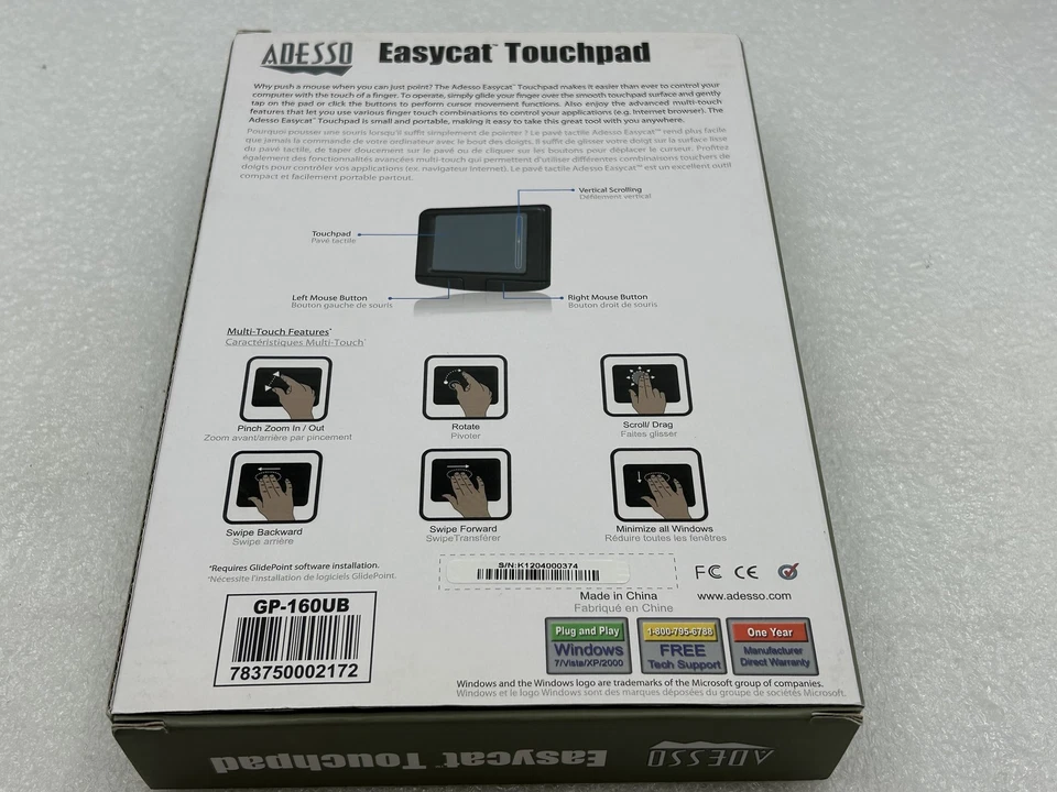 Adesso GP-160UB Easy Cat 2 Button Glidepoint Touchpad (GP160UB) FREE S/H - Image 2 of 3