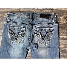 Vigoss The Dublin Boot Cut Jeans Size 1/2 Distressed Embellished Bling Rodeo Y2K