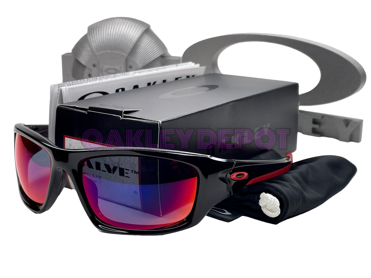 ✓🕶️ OAKLEY VALVE 009236 POLISHED BLACK/+RED IRIDIUM SUNGLASSES