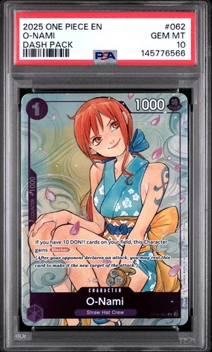 PSA 10 O-Nami OP05-062 Dash Pack One Piece English Promo Straw Hat Crew 2025