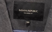 Banana Republic Tailored Fit Gray Blazer Single-Breasted Notch Lapel 38R