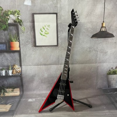 Black Arrow V Electric Bass Guitar 4 String Solid Body Chrome Part Fast Shipping