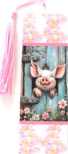 CUTE LITTLE PINK PIGGY,FARM ANIMALS -FLOWERS,DOG,CAT,BIRD,BUTTERFLIES-BOOKMARKS