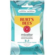 Micellar Coconut Lotus Makeup Removing Towelettes 10 Count By Burts Bees
