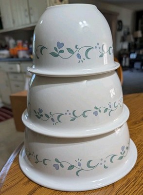Corelle Country Cottage Nesting Bowls Set of Three 1-2-3 Qt | Vintage Excellent 