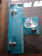 Westminster Chrome Bathroom Glass Shelf and Toothbrush Holder Brand New